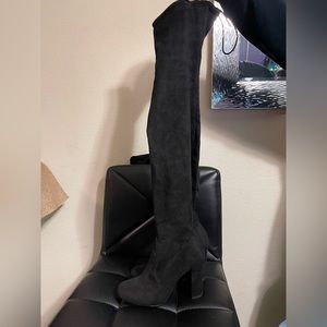 Over the knee suede black boots